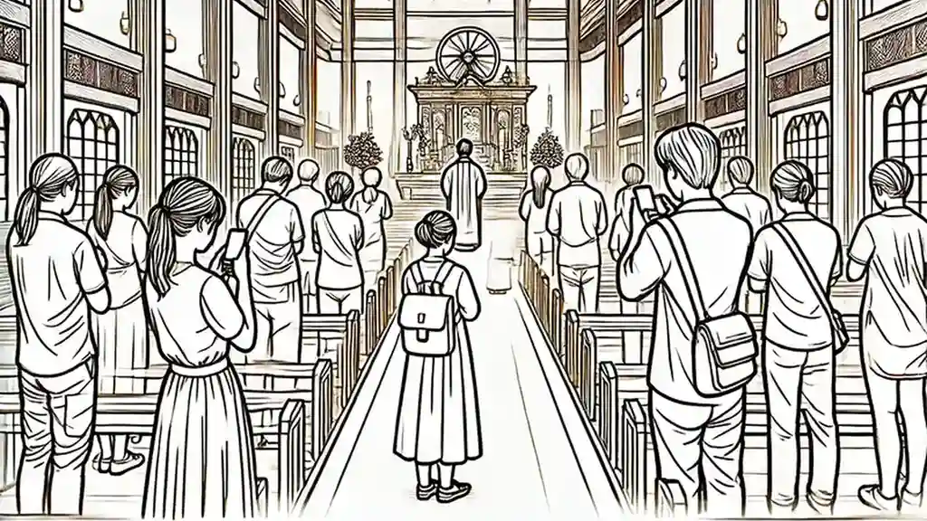 Close up on a plate of mashed potatoes, topped with baked pork chops with cream of mushroom soup, and a side of green beans.